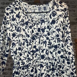 Old navy | women blue floral midi dress with long sleeves